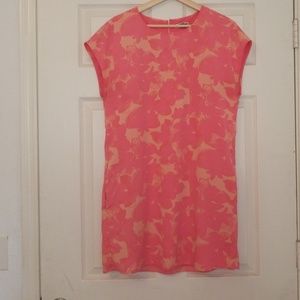 Coral shift dress with pockets